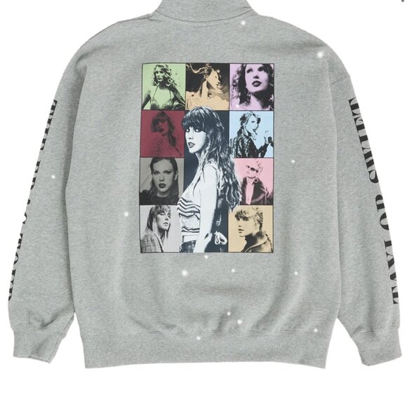 Taylor Swift The Eras Tour Gray Quarter Zip Sweatshirt Size XL NWOT - Picture 2 of 5